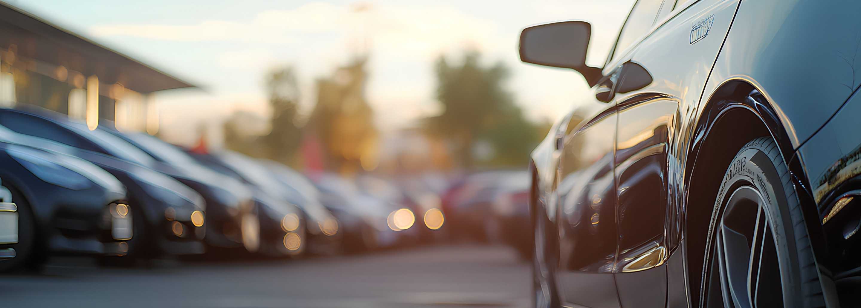 A car pulling away from a parking lot