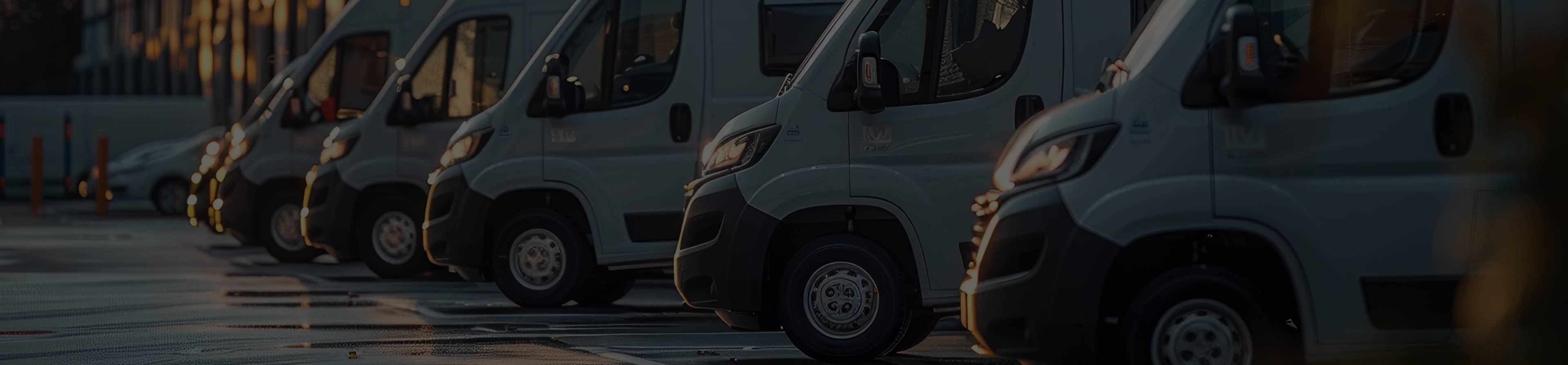 A fleet of vans in a parking lot