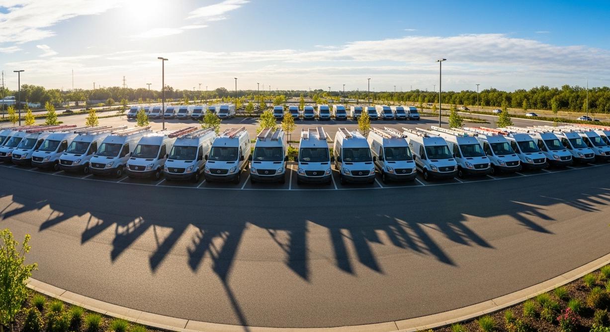 Fleet vans in a parking lot