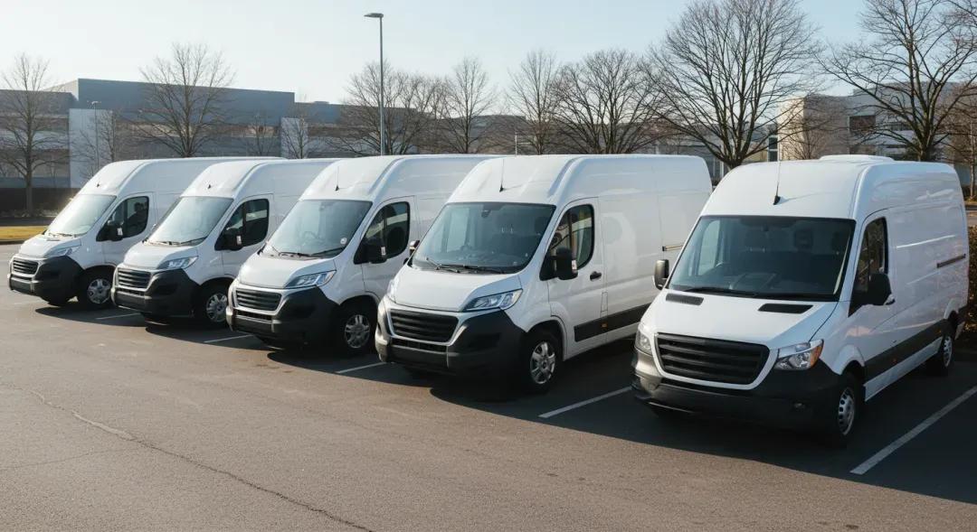 Fleet vans in a parking lot