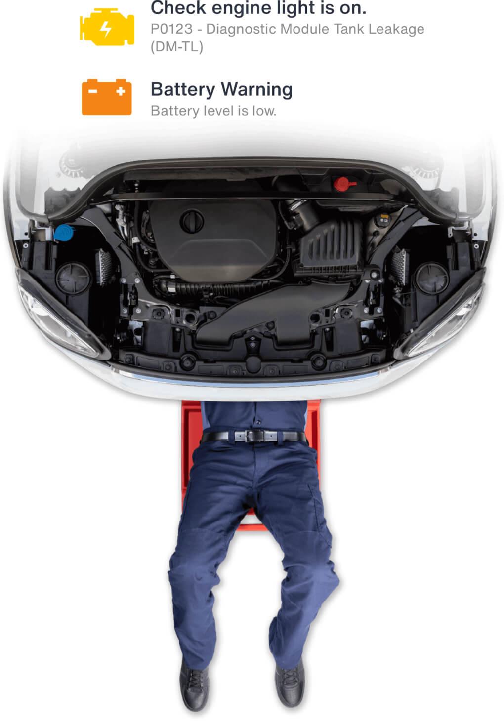 Mechanic working underneath car.